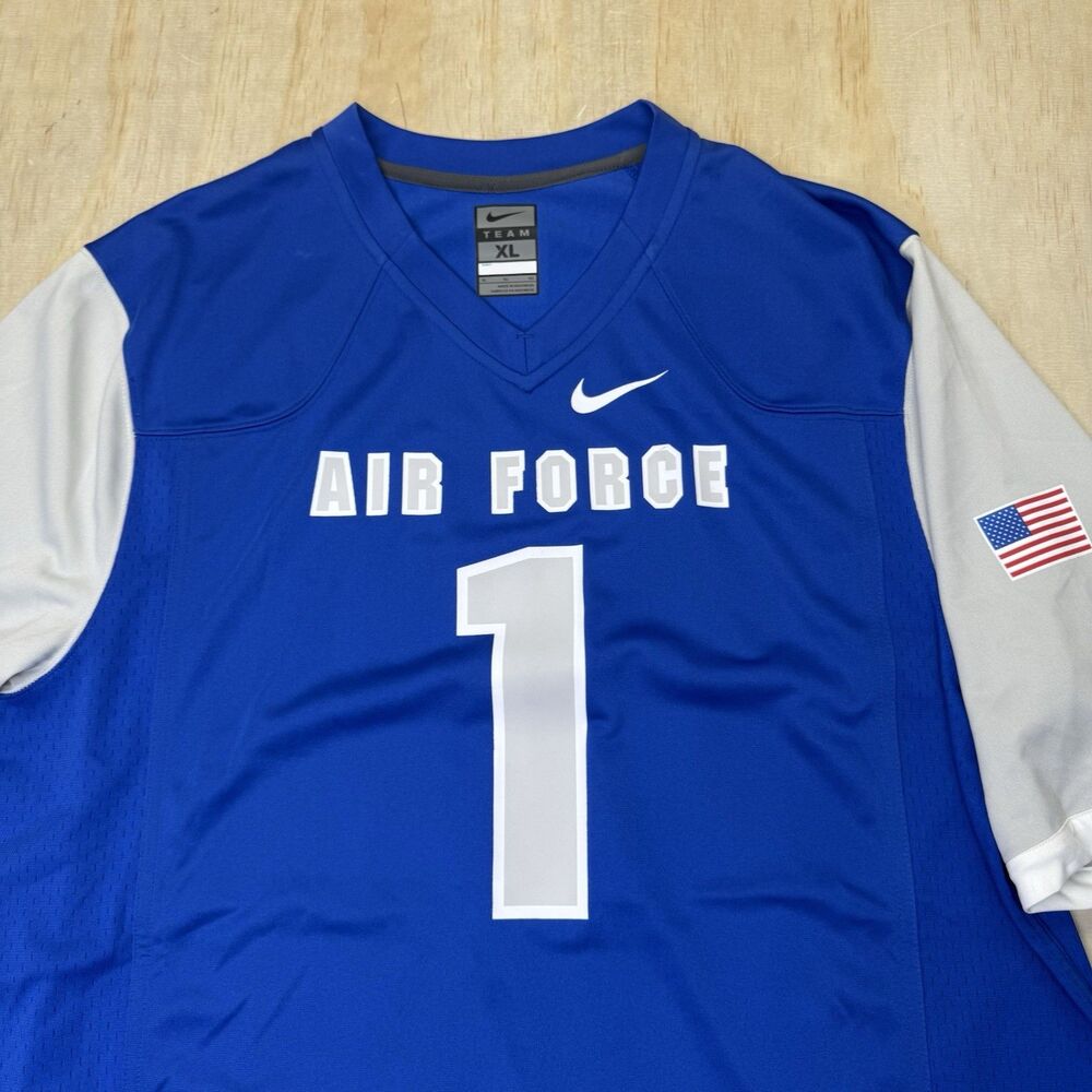 NEW XL Air Force Falcons Nike #1 Football Game Jersey PRINTED Blue Gray - Picture 3 of 12